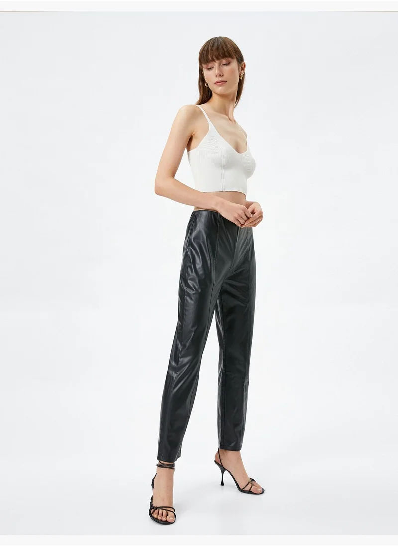 KOTON Leather Looking Skinny Trousers