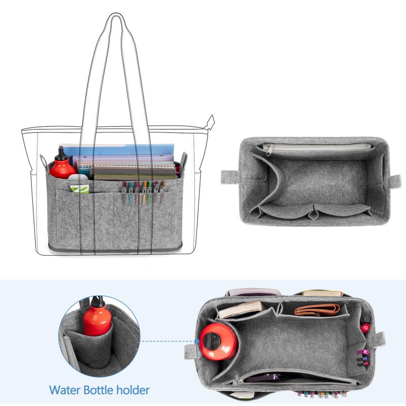 Damero Damero Teacher Bag with Felt Insert Organizer, Teacher Utility Tote Bag with Padded Sleeve for up to 15.6'' Laptop for Office, Business, Travel, Black  - Image 3