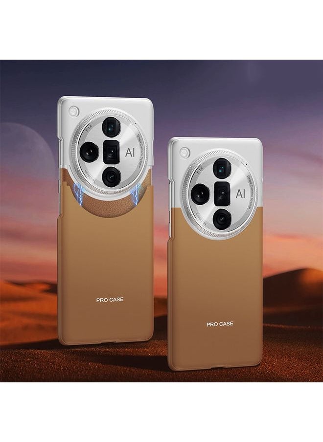 HuHa غطاء حماية لهاتف OPPO Find X7 Ultra GKK Mortise-Tenon Connection بلون متباين مقاوم للصدمات، بني 