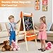 Belleur AllinOne Art Easel for Kids Adjustable Double Sided Easel for Toddlers with Magnetic Whiteboard DryErase Chalk Board Paper Roll Child Painting Easel for Kid 28 Birthday GiftOrange - Image 4