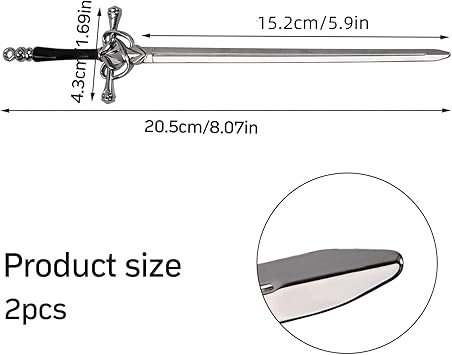 2 Pcs Sword Hair Pins Hair Stick Metal Headdress Chinese Style Hair Accessories for Girls Elegant Women Hair Chopsticks Vintage Simple for Bun Chignon Decorative Hair Holder Silverhair fork - Image 2