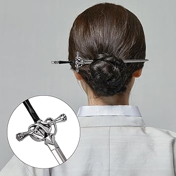 2 Pcs Sword Hair Pins Hair Stick Metal Headdress Chinese Style Hair Accessories for Girls Elegant Women Hair Chopsticks Vintage Simple for Bun Chignon Decorative Hair Holder Silverhair fork - Image 4