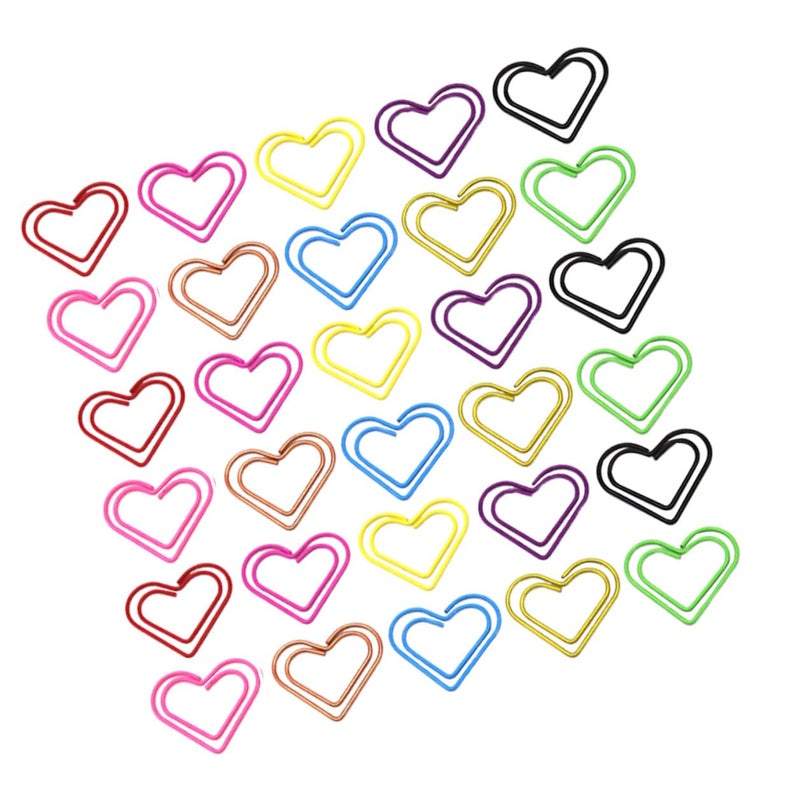 150 Pcs Heart Shaped Metal Paper Clips Colorful Bookmark for Document Organization Note Sorting - Image 2