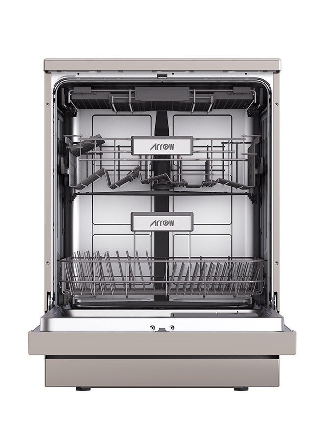 Arrow 15-Setting Dishwasher, 6 Programs, LED Display, Quiet 49dB, Automatic Door Open, Child Lock, Stainless Steel Interior, Dual Zone Wash | Model: RO-15DWGS - Image 2