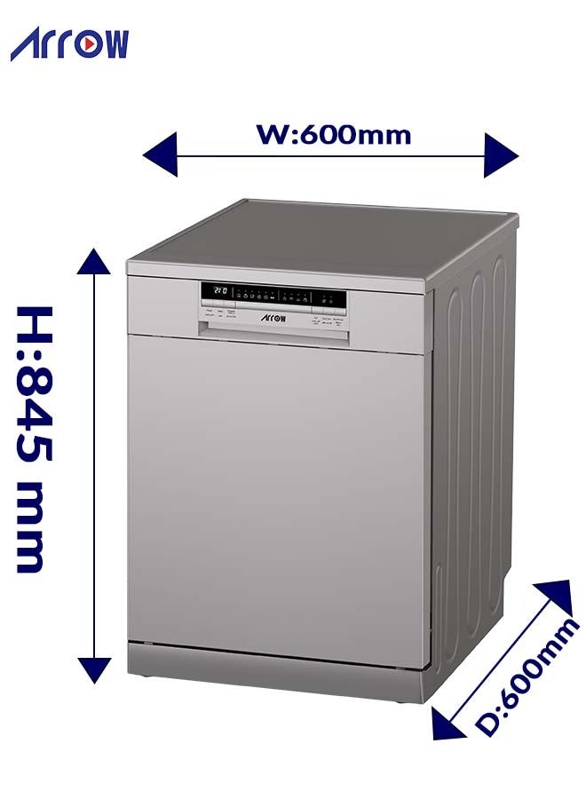 ارو Arrow Dishwasher, 15 place settings, 6 Programs, LED Display, Quiet Operations, Automatic Door Open, Child Lock, Stainless Steel Interior, Dual Zone Wash,| Model: RO-15DWGS - Image 4