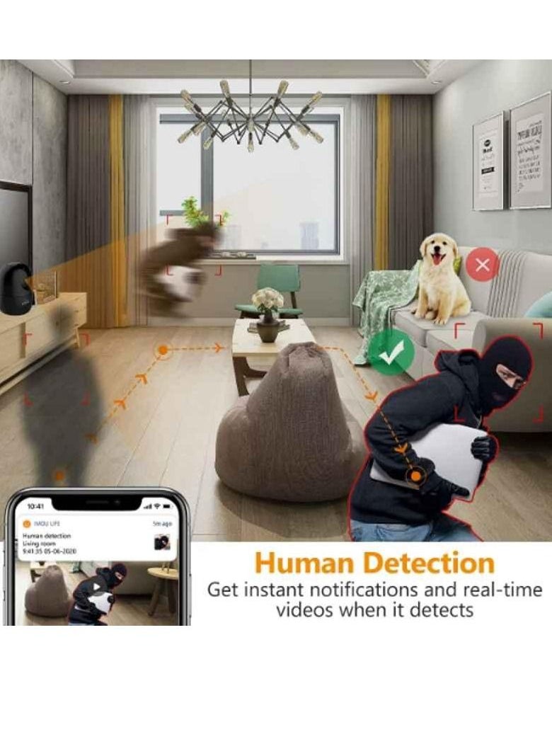 IMOU - Ranger2 360° 1080P Full HD Security Camera, Human Detection, Motion Tracking, 2-Way Audio, Night Vision, Dome Camera with WiFi & Ethernet Connection, Alexa Google Assistant, Up to 256GB SD Card Suppor - Image 1