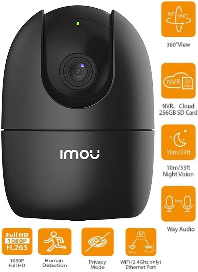 IMOU - Ranger2 360° 1080P Full HD Security Camera, Human Detection, Motion Tracking, 2-Way Audio, Night Vision, Dome Camera with WiFi & Ethernet Connection, Alexa Google Assistant, Up to 256GB SD Card Suppor - Image 1