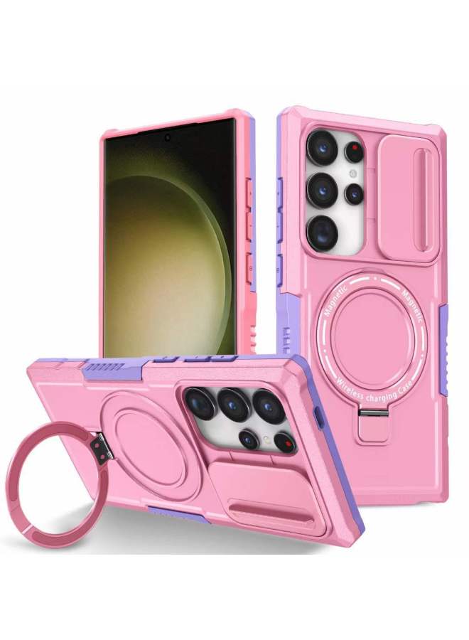 For Samsung Three-dimensional Sliding Window Phone Case Pivot Magnetic Suction Charging Protective Cover  S23FE 