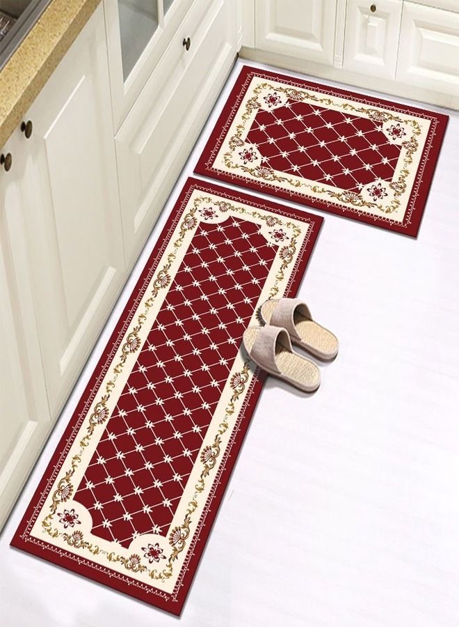 fashionhome 2 Pieces Modern Anti Slip Kitchen Floor Mats 120 x 40 and 60 x 40 cm - Image 1