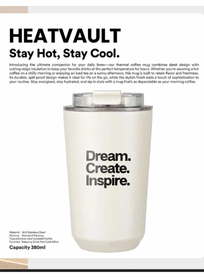 HeatVault Thermal Flask – “Dream. Create. Inspire.” Stainless Steel Bottle  - Image 2