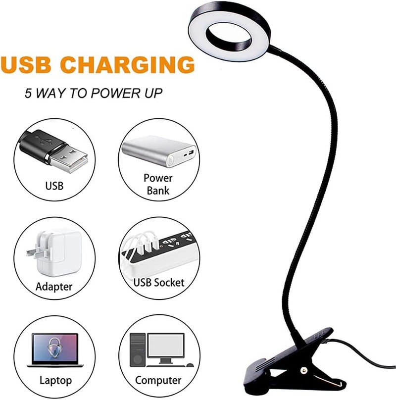 Ayvicco 48 LED USB Desk Lamp with Clamp 3 Color 10 Dimming Levels, Clip Light Eye Protection Reading Lights, USB Laptop Light for Zoom Meetings, Computer Webcam, Video Conference - Image 5