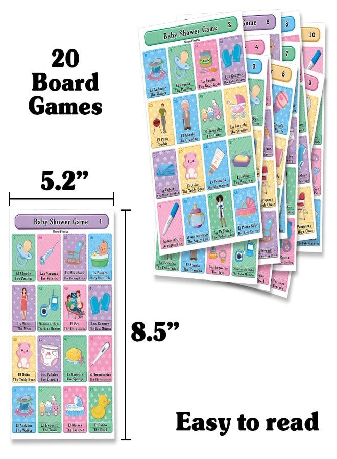 More Fiesta Baby Shower Loteria Fiesta Bilingual Mexican Bingo - in English Spanish, for up to 20 Players - Image 4