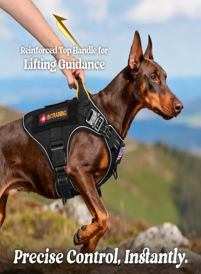 رابيتجو حزام صدر تكتيكي للكلاب الكبيرة من رابيت جو، مضاد للشد، مزود بخاصية الانعكاس، شديد التحمل، بنظام مولي، مع مقبض، قابل للتعديل، مناسب للخدمة العسكرية، للمشي والتنزه والتدريب، أسود، مقاس XL - Image 3