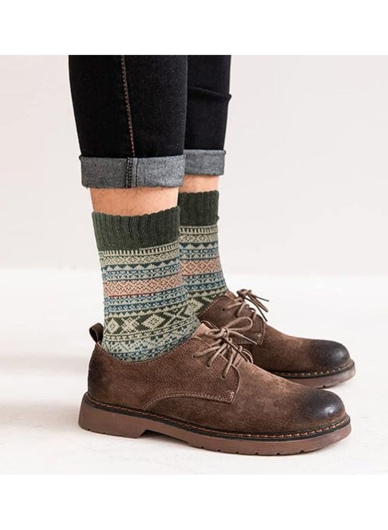 5 Pairs Thick Soft Wool Socks for Women Men, Vintage Warm Wool Socks Winter Warm Boot Socks Winter Wool Boot Socks Cozy Soft Wool Socks Thermal Wool Socks Woolen Winter Socks for Winter Wear - Image 4