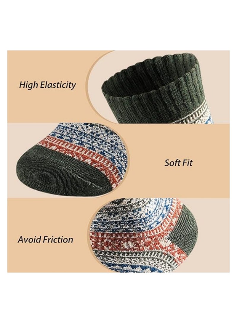5 Pairs Thick Soft Wool Socks for Women Men, Vintage Warm Wool Socks Winter Warm Boot Socks Winter Wool Boot Socks Cozy Soft Wool Socks Thermal Wool Socks Woolen Winter Socks for Winter Wear - Image 2