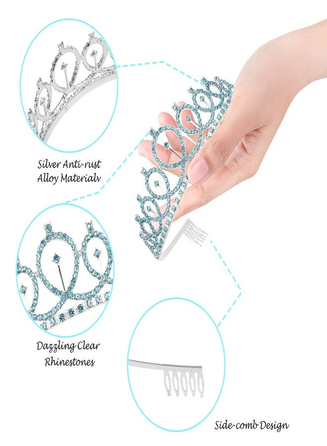 CIEHER Birthday Crown,Birthday Queen Sash & Rhinestone Tiara Kit for Women Girls,Tiaras and Crowns for Women,Blue Queen Crown,Princess Elegant Crown with Combs,Birthday Party Decorations - Image 3