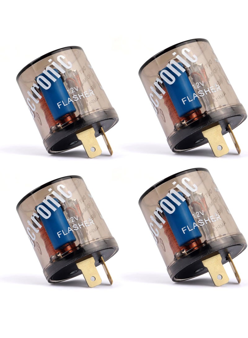 Excefore 4PCS LED Flasher Relay, Heavy Duty 12V 2-Pin Electric LED Turn Signal Relay, Two Prong Round Blinker Relay for Fixing Car, Motorcycle, Scooter, Bike - Image 1