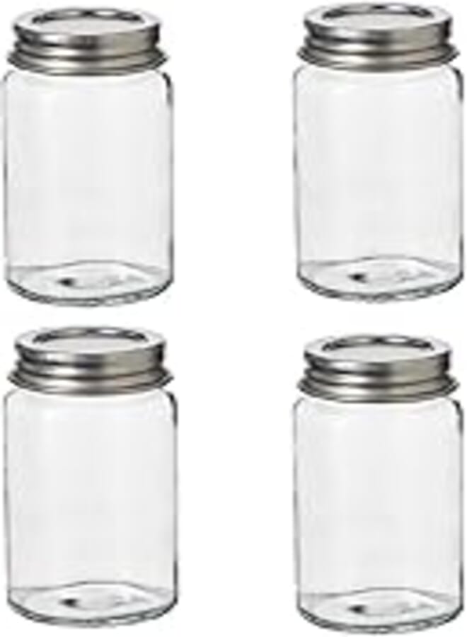 Digital Shoppy GULDFISK Spice jar, clear glass/stainless steel, 6 cl (Pack of 4)