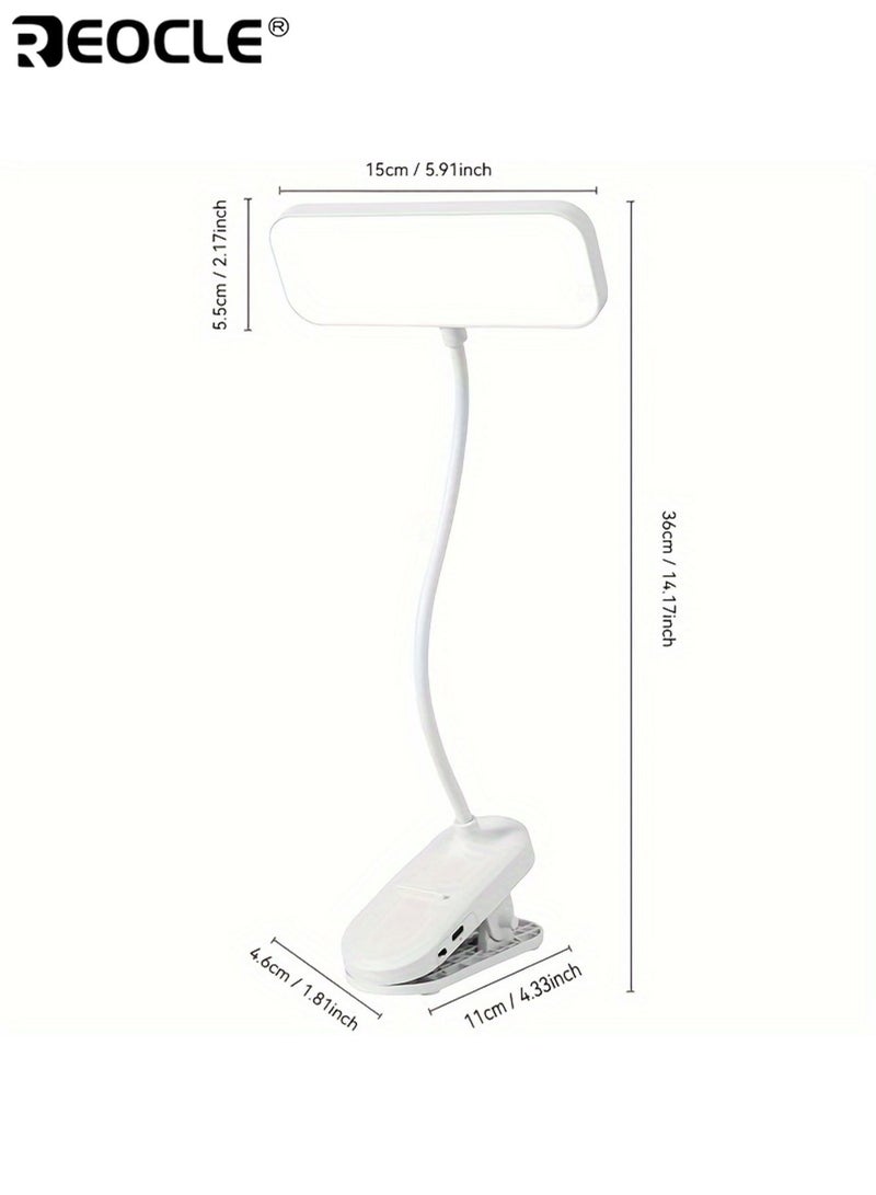 REOCLE 3-Level Adjustable LED Clip-on Desk Lamp with Touch Control 360°Rotatable Goose Neck Phone Holder Base Rechargeable Battery Light for Studying Reading and Indoor Use - Image 5