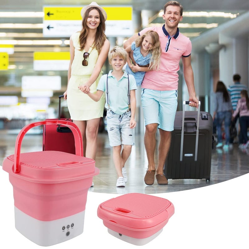 angry bee Portable Washing Machine, Mini Folding Washer and Dryer Combo,with Small Foldable Drain Basket for Underwear, Socks, Baby Clothes, Travel, Camping, RV, Dorm, Apartment (PINK) - Image 5