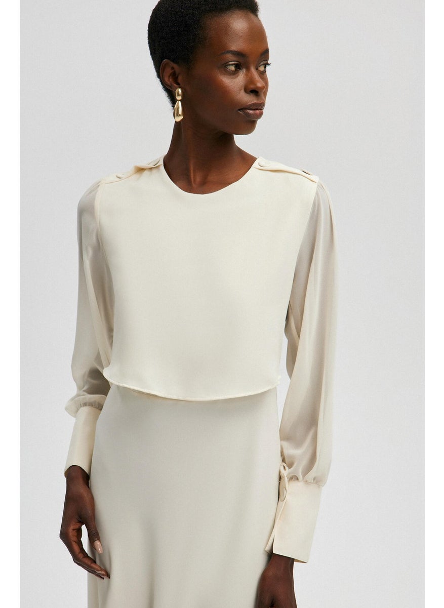 Touche - Chiffon Sleeve Detailed Belted Waist Dress - Image 1