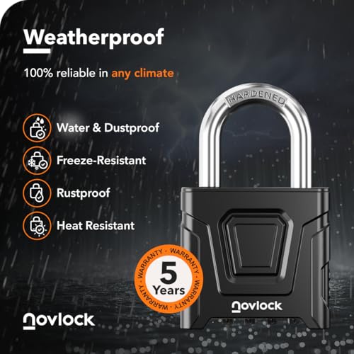NovLock Outdoor Combination Lock – Heavy Duty, Large, Weatherproof Padlock with Code – for Gates, Fences, Sheds, Lockers, Cabinets, Storage Units – 1-Pack, Black - Image 3