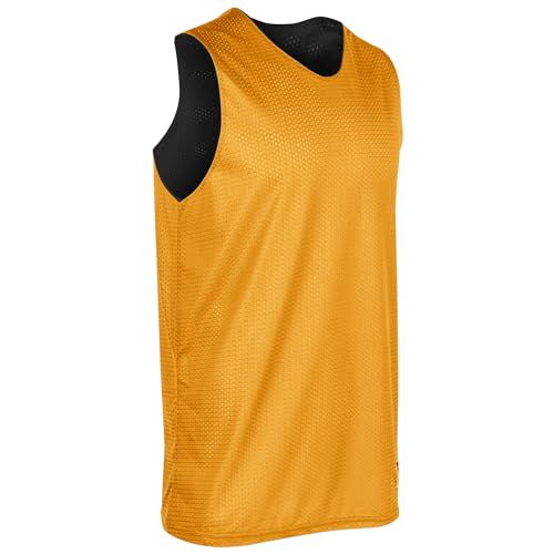 CHAMPRO Men's Standard Zone Reversible Basketball Jersey, Black, Gold, Adult Small - Image 2