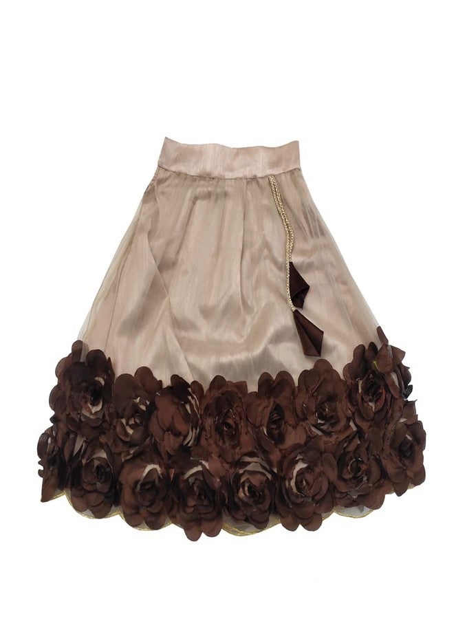 SR CREATION Girl Net Readymade Lehenga choli (4098-chiku KASHYAP (5-6 YEARS)_Beige_5 Years-6 Years) - Image 3