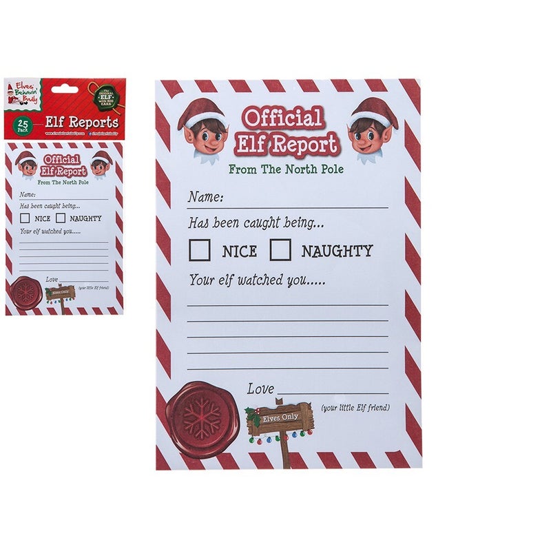 Elves Behavin Badly 25 A5 Elf Reports with Header Card – Christmas Holiday Stationery, Seasonal Kids Writing Sheets, Festive School & Office Supplies, Holiday Gift Idea