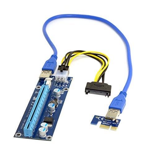 JSER PCI-E 1x to 16x Mining Machine Enhanced Extender Riser Adapter with USB 3.0 & 6Pin Power Cable - Image 1