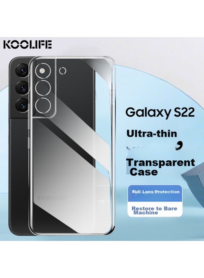 Koolife Compatible With Samsung S22 Phone Case, Samsung Galaxy S22 Skin-friendly Full Camera Protection Transparent Soft Back Case, Shockproof Edge Protection, Simple Design For Men And Women - Image 1