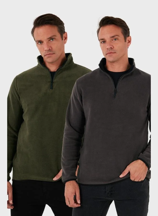 Buratti  Buratti Slim Fit Half Zipper Stand Collar 2-Pack Polar Men's POLAR 5906003S2 for Men | Best Price UAE