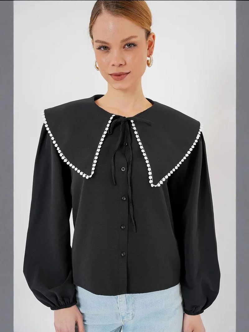 بيغ دارت قميص بياقة بوبلين للأطفال مع فيونكة