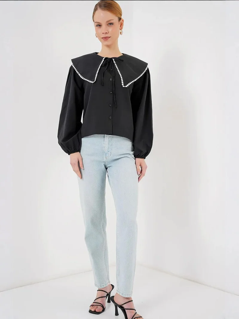 بيغ دارت قميص بياقة بوبلين للأطفال مع فيونكة