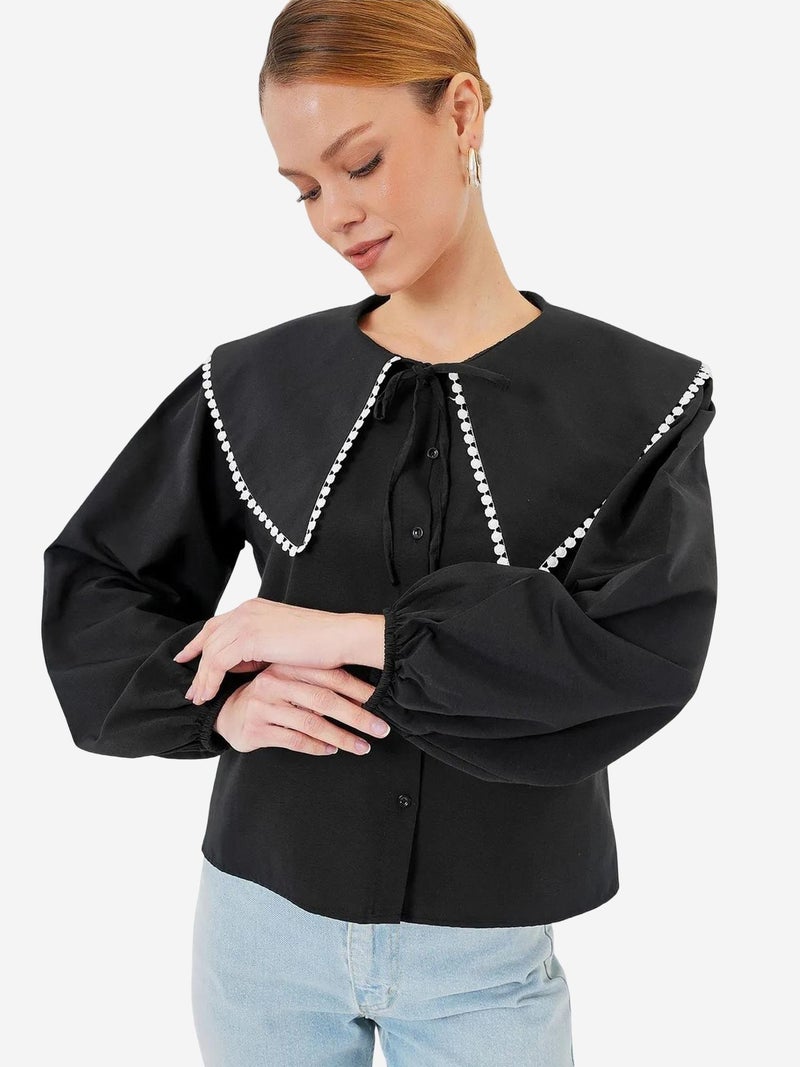 BIG DART BDART Poplin Baby Collar Shirt with Bow - Image 3