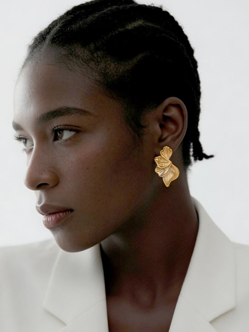 AIDSOTOU 12Pairs Chunky Gold Earrings Jewelry for Women Hypoallergenic Thick Open Twisted Huggie Hoop Earrings Set Trendy Flower Leaf Statement Gold Dangle Earrings - Image 2