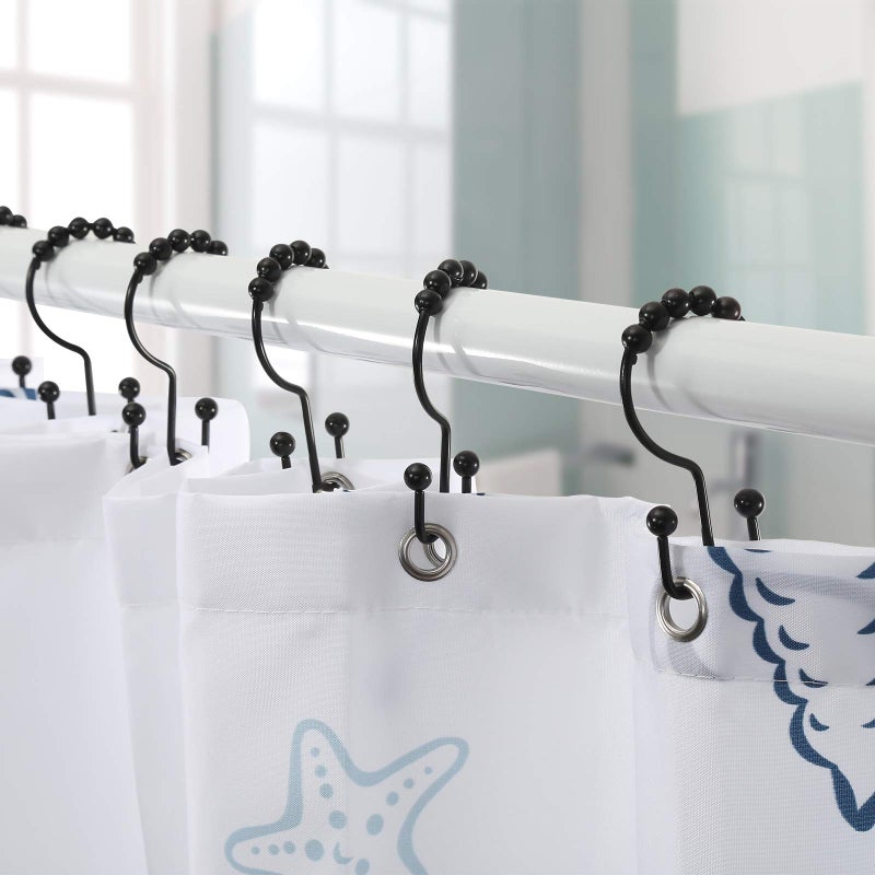 Goowin Shower Curtain Hooks, Goowin Shower Curtain Rings, Stainless Steel Black Shower Curtain Hooks, Shower Curtain Rings Rust Proof, Free Sliding Double Shower Hooks for Shower Curtain & Liners (Black) - Image 2