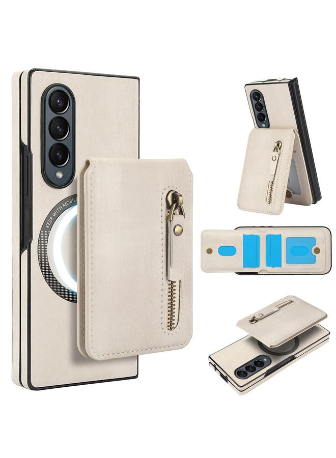 S-TOP Case For Samsung Galaxy Z Fold3 5G Zipper Wallet Split MagSafe Leather Back Phone Case - Image 1