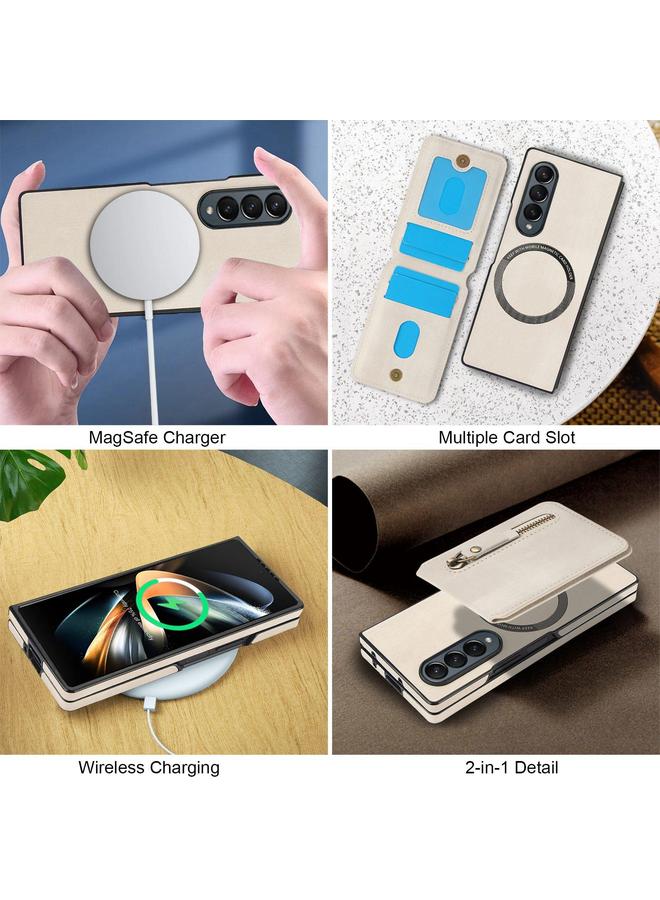 S-TOP Case For Samsung Galaxy Z Fold3 5G Zipper Wallet Split MagSafe Leather Back Phone Case - Image 5