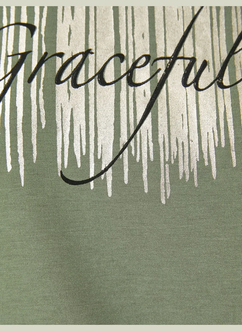 KOTON Shiny Printed Short Sleeve Crew Neck T-Shirt