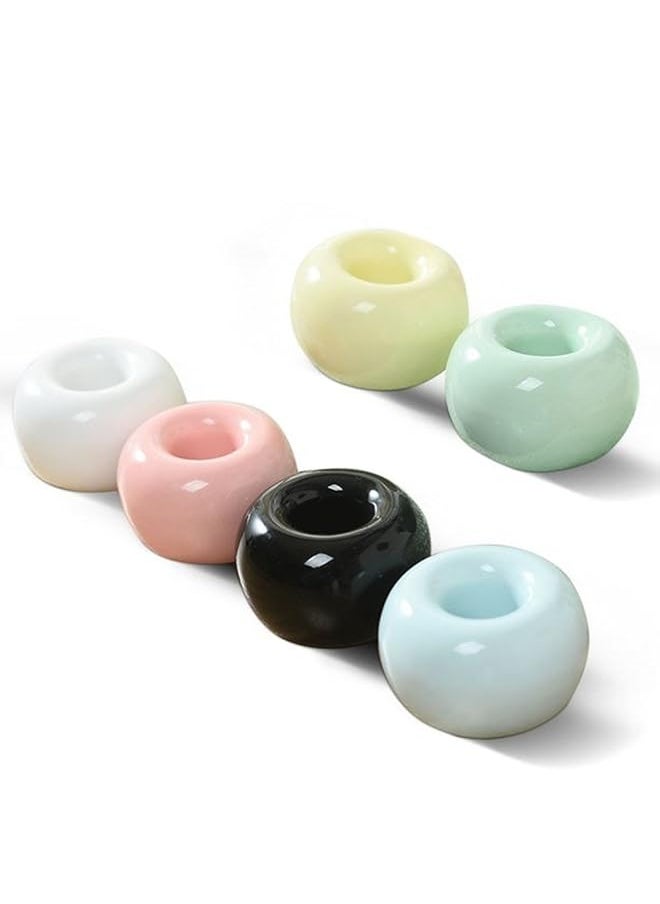 erorex 6 Piece Ceramics Toothbrush Holders Mini Donut Shape With Tooth Brush Stand For Razor Stand Makeup Brush Pens Stylus Stand Ring For Bathroom Vanity Countertops 