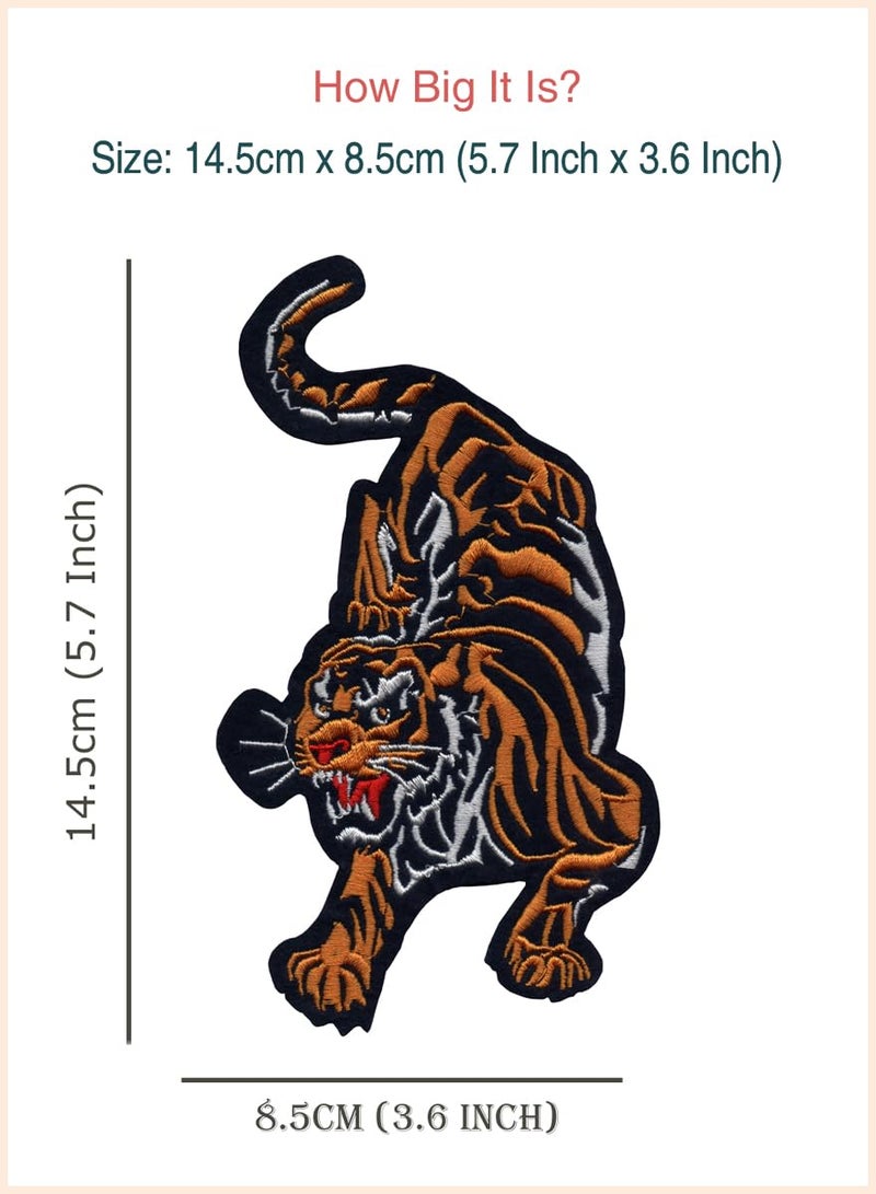 Generic Generic Multicolored Bengal Tiger Applique Patch; Size: 14.5cm x 8.5cm; 1 Piece; Rectangular; Sewing; Polyester; Realistic; Animal; Adult; Jackets, Caps, T-Shirts, Bags, Jeans, Pants, Outdoor Clothing  - Image 2