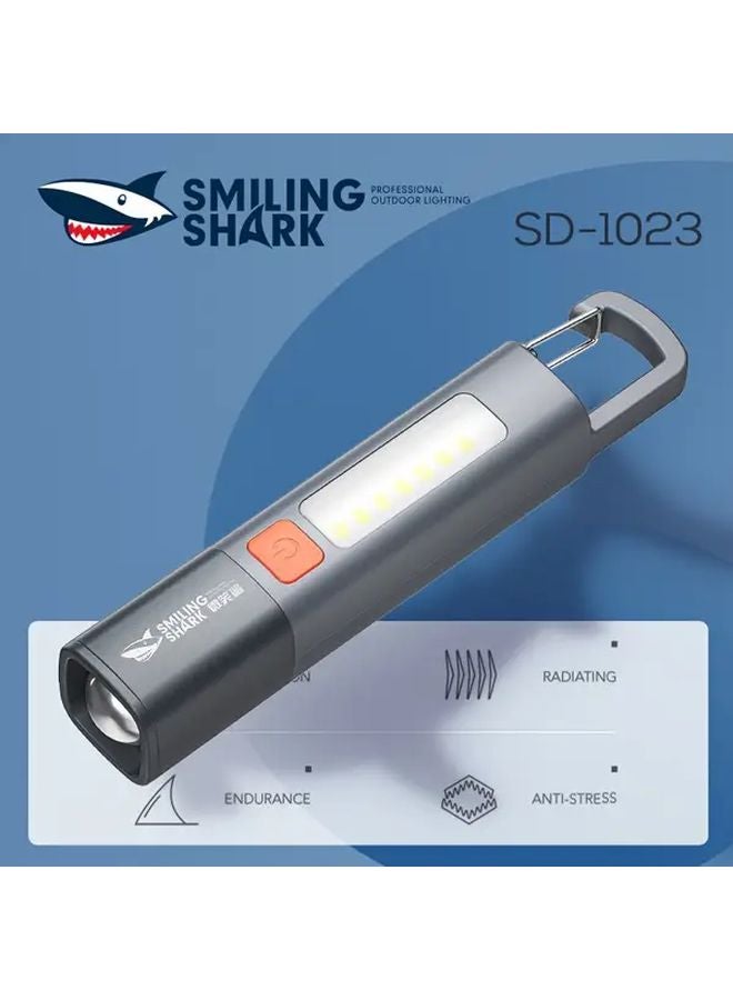 SD 1023XPE قرش رمادي مبتكر مصباح يدوي LED قابل لإعادة الشحن عالي اللمسات قابل للتكبير مع إضاءة جانبية COB للمخيمات التنزه سفر المنزل - Image 2