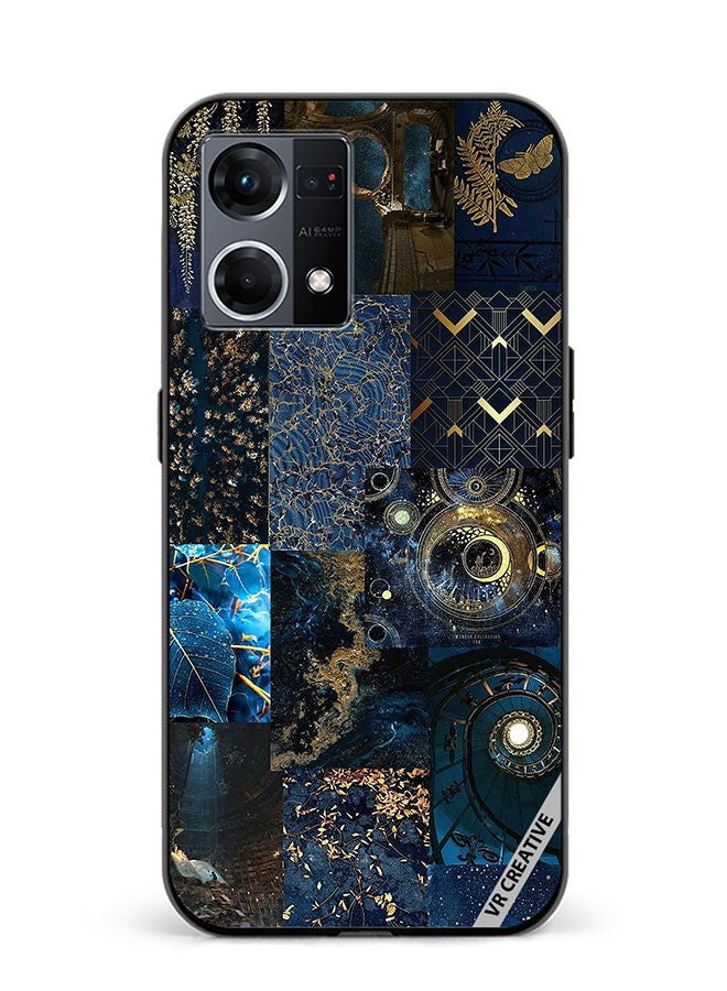 VR CREATIVE Protective Case Cover For Oppo Reno8 4G Blue Neon College Design Multicolour - Image 1