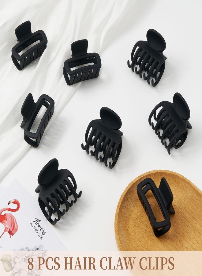 QIUTIMIY Medium Claw Clips for Women Non Slip, 8PCS 2Style Matte Hair Clips for Thin/Thick Hair Claws Short Hair Accessories Jaw Clips Black(8PCS-Style 2) - Image 4
