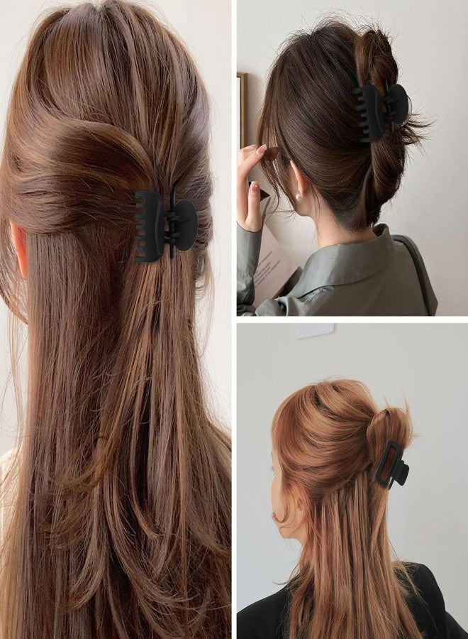 QIUTIMIY Medium Claw Clips for Women Non Slip, 8PCS 2Style Matte Hair Clips for Thin/Thick Hair Claws Short Hair Accessories Jaw Clips Black(8PCS-Style 2) - Image 5