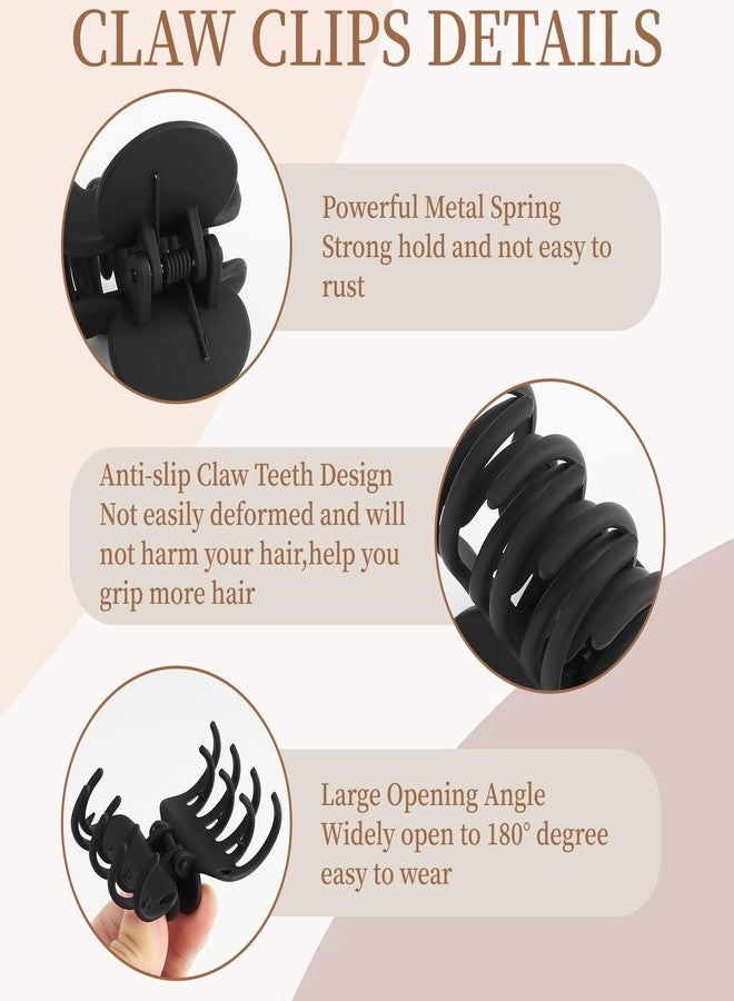 QIUTIMIY Medium Claw Clips for Women Non Slip, 8PCS 2Style Matte Hair Clips for Thin/Thick Hair Claws Short Hair Accessories Jaw Clips Black(8PCS-Style 2) - Image 3