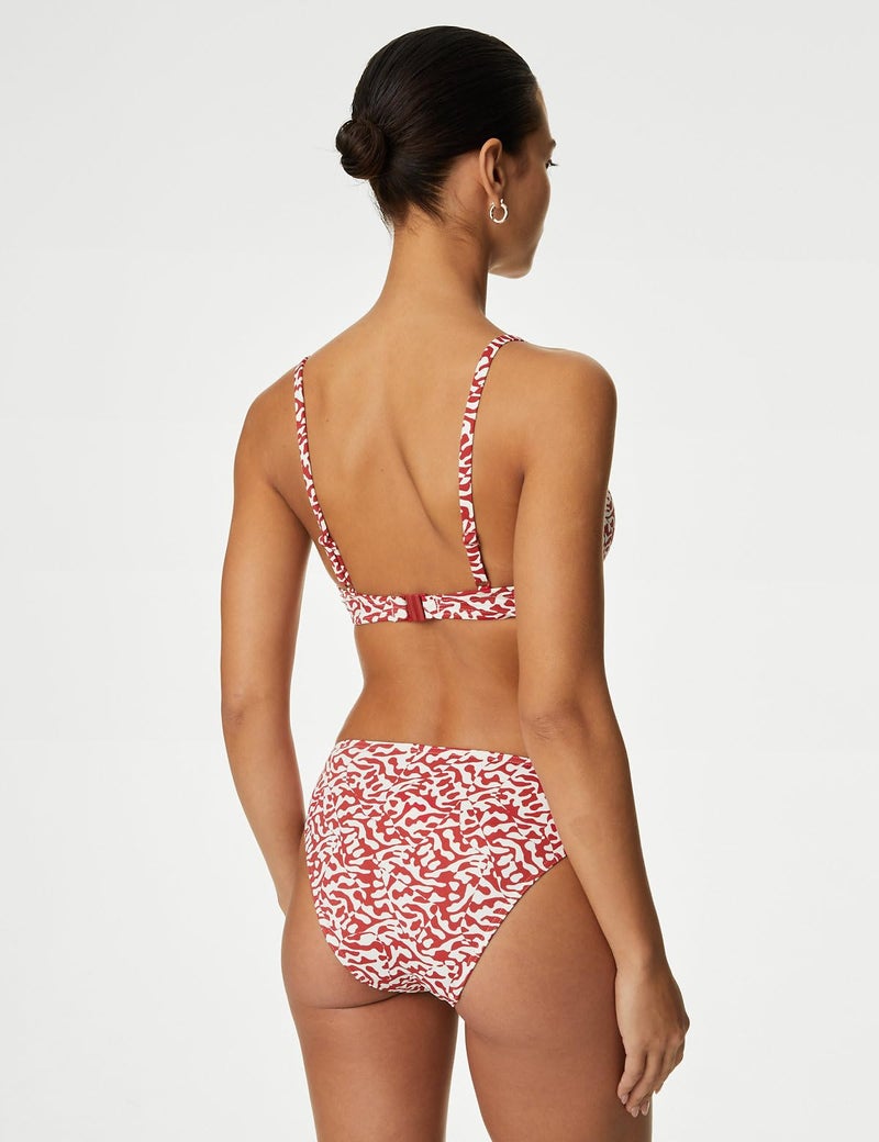 Marks & Spencer Printed High Leg Bikini Bottom Ruby RED - Image 5