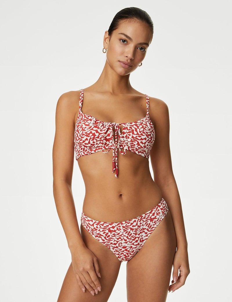 Marks & Spencer Printed High Leg Bikini Bottom Ruby RED - Image 2