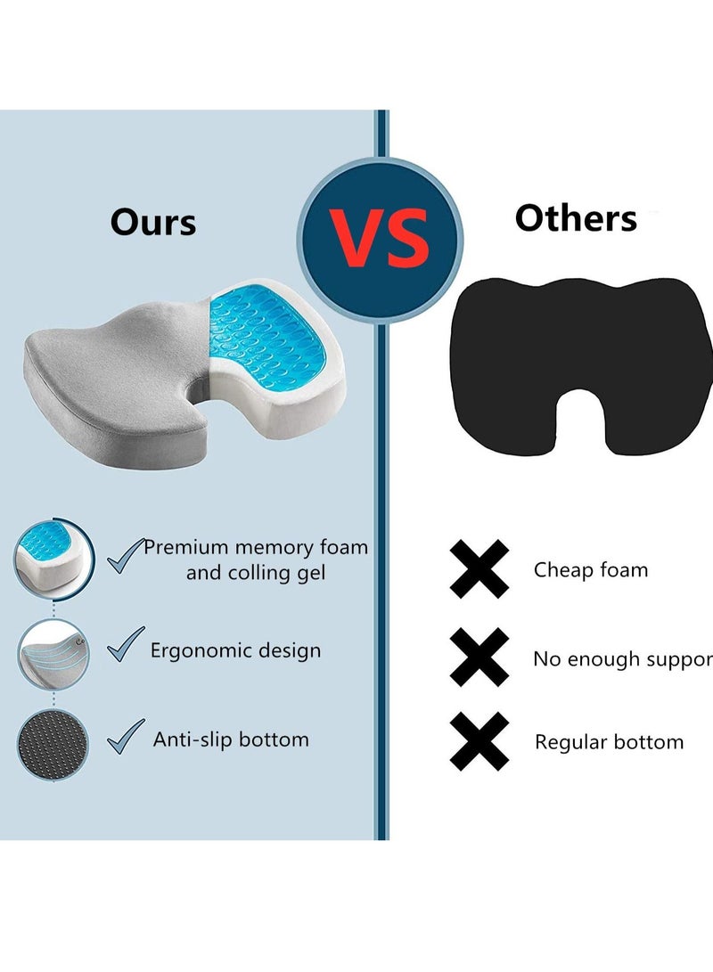 MIXDE Seat Cushion,Chair Cushions Non-Slip Orthopedic Gel,Memory Foam Coccyx Cushion for Tailbone Pain,Cushion for Office Chair Car Seat,Back Pain & Sciatica Relief  - Image 2